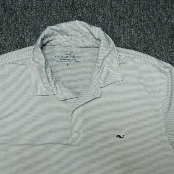 Vineyard Vines Shirt Mens Large Gray Performance Polo Striped Short Sleeve - Picture 2 of 8